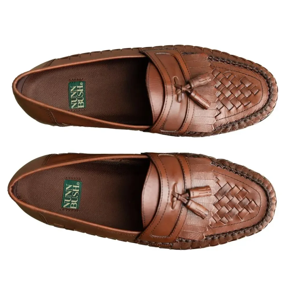 Nunn Bush Strafford Woven Loafers Men’s Sz 10 M Brown Leather Kiltie Dress Shoes